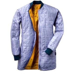 Cotopaxi Blue Quilted Down Long Jacket,  Zippered Pockets—EUC—Size M